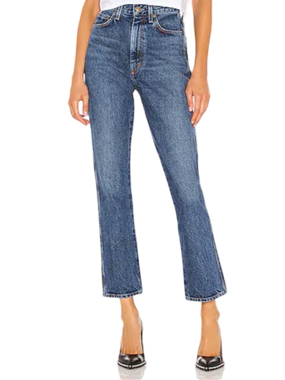 AGOLDE 90s Pinch Waist High Rise Kick Denim Blue Jean Placebo Wash Size 26